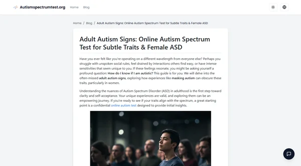 Adult Autism Signs: Online Autism Spectrum Test for Subtle Traits & Female ASD