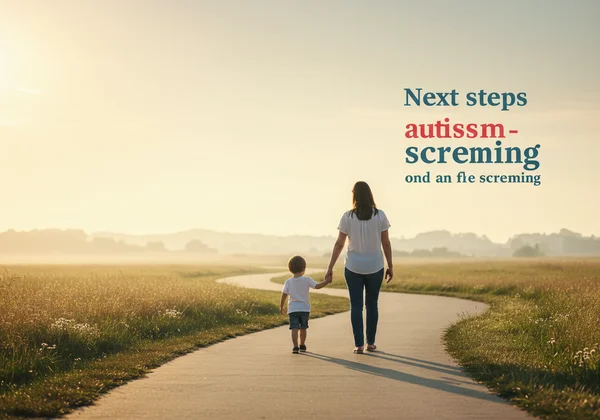 Ibu bapa dan anak melihat langkah-langkah masa depan selepas saringan autisme