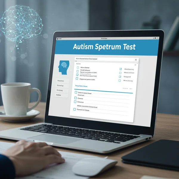 Online autism screening test interface on a digital device