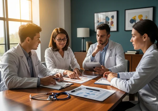 Diverse healthcare professionals in an autism diagnosis team