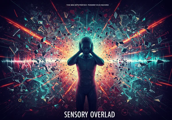 Illustration of autistic person in sensory overload.