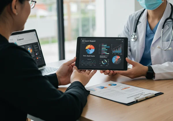 Person discussing AI autism report with a doctor